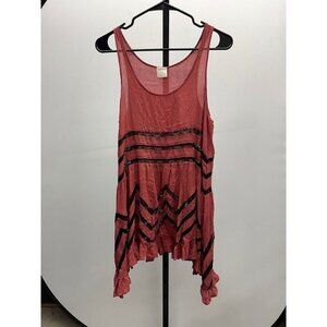 Free People Intimately Voile Lace Trapeze Slip Red Combo